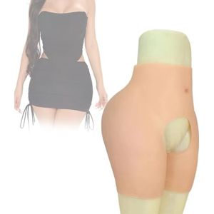 Adima Naadloze Siliconen Nep Billenbroek Open Kruis Slipje Billenkromming Verbetering Shaper voor Vrouwen Crossdresser,Wit