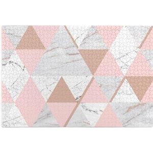 Driehoek wit roze puzzel 1000 stukjes houten puzzel familiespel wanddecoratie