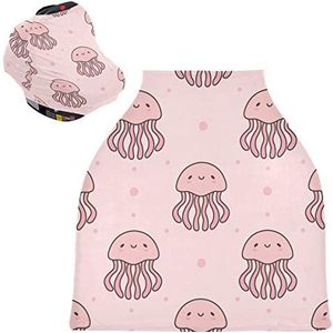 Schattige roze octopus baby autostoelhoes luifel rekbare verpleeghoezen ademend winddicht winter sjaal voor baby borstvoeding jongens meisjes