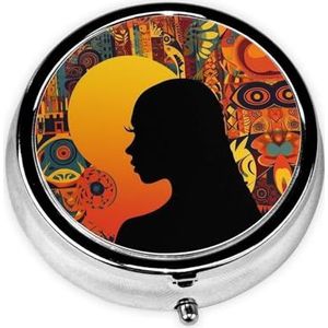 Kleurrijke Meisje Print Ronde Pillendoos 3 Compartiment Draagbare Mini Pil Case Metalen Pil Organizer Pil Container voor Pocket Purse Kantoor Reizen