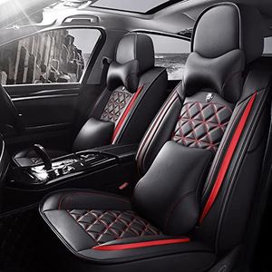 Autostoelhoes 5-zits leer voor Ford Mustang 2015-2022 Volledig Omgeven Beschermer Interieur Accessoires,E-Black Red-Luxurious_Set