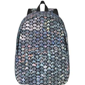 YJxoZH Kleine Dot Tegels Vorm Print Canvas Rugzak Voor Vrouwen Reizen Rugzak Voor Mannen College Boekentas Casual Laptop Dagrugzak, Zilveren vis schaal, M