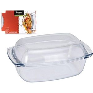 Termolex Glazen kookgerei, glazen braadpan met deksel, 5,1 liter, ovenvorm