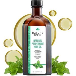 Nature Spell Pepermuntolie voor haar en hoofdhuid, voorverdunde koelolie om wortels te verfrissen en sterkere strengen te ondersteunen, voor alle haartypes, veganistisch, 150 ml