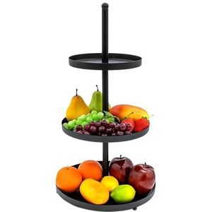 Metalen etagère, zwart, met 3 planken, 56 x 30 cm, decoratieve serveerschaal met 3 etages, serveerstandaard, taartstandaard, etagère, standaard voor snack, fruit, cake, dessert