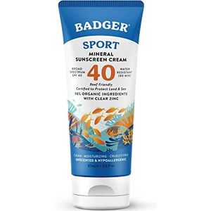 Badger Company, Sport, Mineral Sunscreen Cream, SPF 40, ongescented, 87 ml