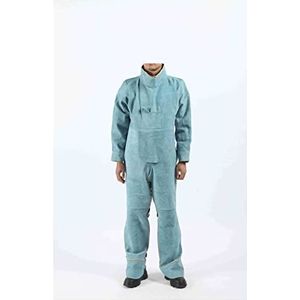Laskleding for mannen vlambestendige lasser beschermende kleding overalls lederen schort met mouwen(Model B,L)
