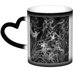 Zwart Zilver Grafiet Grijs Marmer, Keramiek Mok Warmtegevoelige Kleur Veranderende Mok in de Hemel Koffie Mokken Keramische Kop 330ml