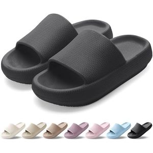 HEOAARG Pantoffels voor dames en heren, lichte pantoffels, zwembadschoenen, slider, wolken, pantoffels, strandschoenen, douche, strand, tuin, Zwart, 35/36 EU
