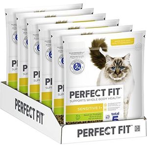PERFECT FIT Droogvoer voor volwassenen, gevoelige katten vanaf 1 jaar - kalkoen, 750 g (6 zakjes)