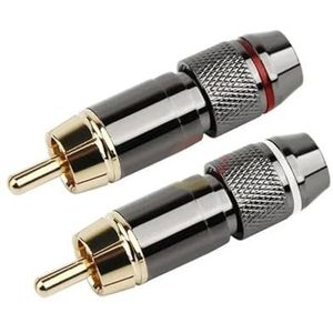 RCA Connector Audio Plug Jack Mannelijk Verguld Koper Schroefslot Voor Solderen Videokabel Metaallegering (Maat: 20 stuks, Kleur: Half Wit en Rood)