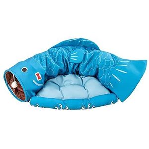 LOVIVER Kat tunnel huisdier met wasbare kussen mat speelgoed inklapbare speeltent bed huis met bal voor thuis puppy, muizen, huisdier benodigdheden, chinchilla, blauw