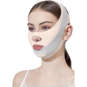 Gezicht, V-lijn, afslankmasker, riem, dubbele kin, liftende wang, verstevigende band, liftmasker, face-lifting anti-rimpelband (roze)