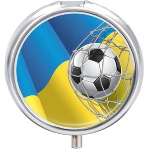 Voetbal Doel En Oekraïne Vlag Pil Doos 3 Compartiment Geneeskunde Pil Case Draagbare Pil Organizer Unieke Gift