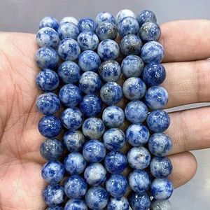 Natuursteen kralen blauw tijgeroog ronde losse kralen diy bedelarmband oorbellen voor sieraden maken 15"" strand 4/6/8/10/12/14 mm-blauwe ader sodaliet-4 mm-ongeveer 92 stuks