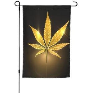 Gouden Cannabis Lente Zomer Tuin Vlag 30 X 45 cm Huis Vlag Dubbelzijdige Onafhankelijkheid Dag Yard Outdoor Decor