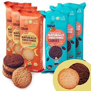 SUPER FUDGiO Biologische koekjes, biologische veganistische koekjes, natuurlijk gezoet met agave, zonder palmolie, gezond snoepen, 6 x 130 g