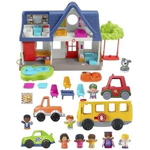Fisher-Price Little People Cadeauset voor peuters, klaar voor de zomer, interactief speelhuis met muziekschoolbus