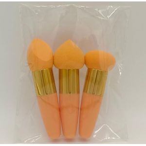 3 stks/set Cosmetische Bladerdeeg Foundation Poeder Make-Up Borstel Vrouwen Gezicht BB Cream Concealer Applicator Professionele Beauty Make Up Gereedschap (Color : Orange)