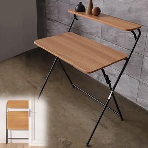 ZYBOWAYL Opvouwbare computertafel 2 niveaus schrijfbureau eenvoudig thuiskantoor tafel studie werktafel met 31,5 × 18,9 cm houten tafelblad ruimtebesparend voor woonkamer slaapkamer balkon (B)