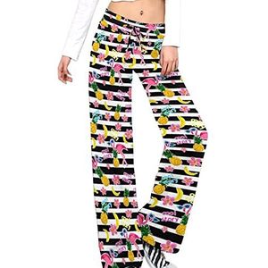 Flamingo, Ananas Yoga Broek Voor Vrouwen Casual Broek Lounge Broek Trainingspak met Trekkoord L