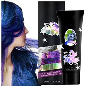 Haarverf Kleurverloop | Kleurverandering Haarverf, Paars Roze/Groengeel/Blauw Roze/Zwart Zilver Haarverf | Haarverf voor dames voor dames, temperatuur detecteren om van kleur te veranderen Dobooo