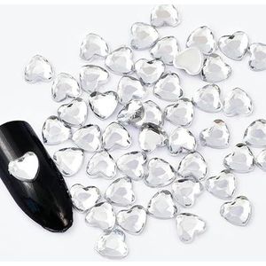 100 stuks hart acryl niet-hotfix steentjes glitter nagels kristallen strass decoratie voor nagels nail art nail charms-kristal-6 mm