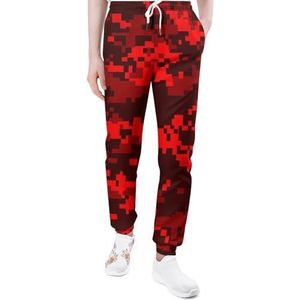 Rode Camouflage Heren Joggingbroek Casual Joggers Broek Atletische Lounge Broek Met Zakken Voor Vrouwen