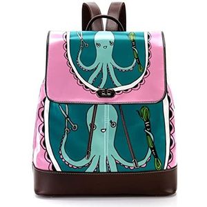 octopus roze wol gepersonaliseerde schooltassen boekentassen voor tiener, Meerkleurig, 27x12.3x32cm, Rugzak Rugzakken