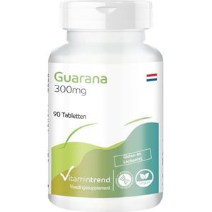 Guarana 300mg - met cafeïne - 90 tabletten - hoge dosering - veganistisch - biologisch beschikbare supplementen uit Duitsland | Vitamintrend