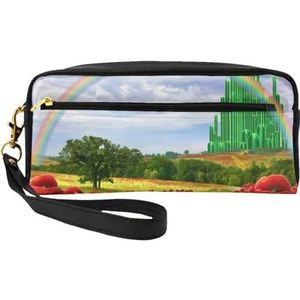 YFSGDLBN Papavers Veld Gele Baksteen Weg Gedrukt Potlood Case Kleine Make-up Tas Opbergtas