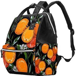 Multifunctionele grote baby luiertas rugzak luiertas reizen rugzak rugzak voor mama en papa,Vintage botanische oranje tak