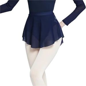 UBOHUZ Dames Ballet Rokken Dans Korte Hoge Split Rok Ballerina Volwassen Jurk Zacht Mesh Elastisch voor Dansen voor Vrouwen, Donkerblauw, XXL