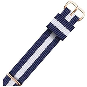 Horlogebandjes voor mannen en vrouwen, horlogeband 12-22 mm sport nylon horlogeband polsband heren nationale vlag streep afdrukken zweet abssort horlogebanden (Color : Type 3 rosegold Clasp, Size :