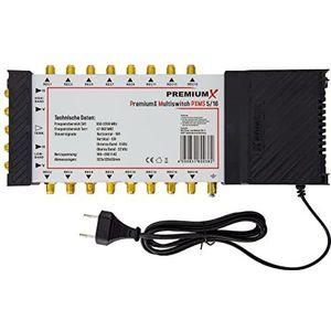 PremiumX PXMS Multiswitch 5/16 met voeding - Satellietsignaaldistributeur voor 16 gebruikers - Ondersteunt Digital HDTV FullHD 4K UHD 8K