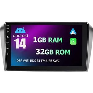 Android 15 Autoradio 9 inch touchscreen voor Mazda 3 2003 2004-2009 Autoradio Navigatie met Carplay met GPS navigatie Bluetooth FM USB Steering Wheel Control(B7 1G+32G)