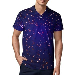Space with Stars golfpoloshirt voor heren, slimfit T-shirts met korte mouwen, casual print, maat M
