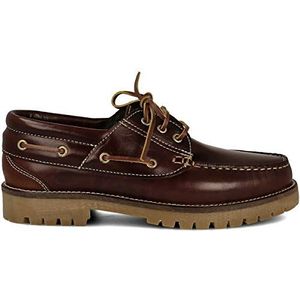 PAYMA - Bootschoenen voor Heren Mocassins 3-ogen Klassieke Veterschoenen. Geoliede Seahorse Leder. Rubberen Zolen. Lederen veters. Bruin, Blauw en Zwart