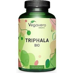 Vegavero Biologische TRIPHALA capsules | 180 capsules met 650 mg per capsule | Bio Triphala-poeder uit India | Veganistisch | Zonder additieven