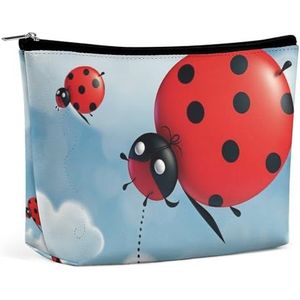 LYHVSFZQ Make-uptas, opvouwbare make-uptas, lieveheersbeestje en wolk bedrukte make-up-organizer, reismake-uptas voor reizen en dagelijks leven, stijl, één maat, make-uptas, Stijl, Eén maat, Make-up