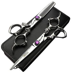 5.5 Inch Professionele Kapper Schaar Dragon Handvat Japanse 440c Haar Snijden/dunner Shears voor Barber ZILVER