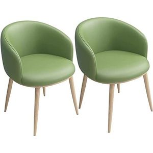 GEIRONV Modern Dining Chairs Set Of 2, PU Leather Seat Backrests Chairs with Metal Legs Kitchen Living Room Counter Leisure Chairs Eetstoelen (Color : Green, Size : 42x42x75cm)