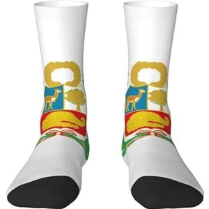 Evengigy Vlag van Peru Grappige Sokken Crazy Fashion Cool Gepersonaliseerde Zachte Crew Sokken voor Mannen Vrouwen Unisex, Wit, One size