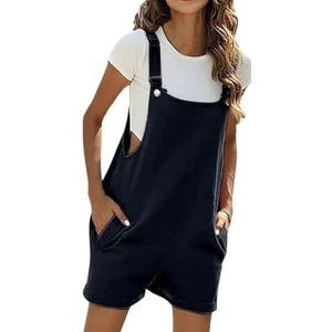 BANGHA Jumpsuits Voor Vrouwen Zomer Casual Vrouwen Casual Korte Overalls Zomer Veelzijdige Effen Kleur Mouwloze Losse Fitting Shorts Jumpsuits Met Zakken, Zwart, XXL