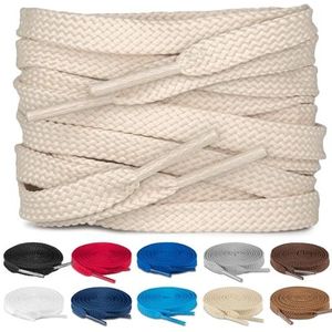 TULMERO SULPO 2 paar platte veters 8 mm voor schoenen, lichtbeige, 45 cm - 2 Paare