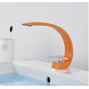 Creatief ontwerp geborsteld wastafelkraan wastafelmengkraan badrandcombinaties koude en warme badkamerkraan (kleur: oranje)