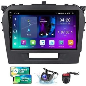 Voor Suzuki Vitara 4 2014-2018 Android 13 Carplay Autoradio, 9 inch Scherm Radio Wireless Android Auto Bluetooth Handsfree 4G WiFi FM/RDS/DAB+ Radio HiFi Achteruitkijkcamera + DVR(NF-1)