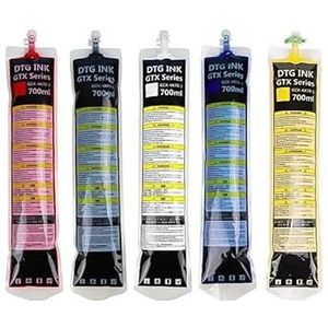 700ML/zak GTX-inktzak met eenmalige chip textielpigment wit for B-other GTX-422 423 GTXPRO-serie printers(5color 1set)