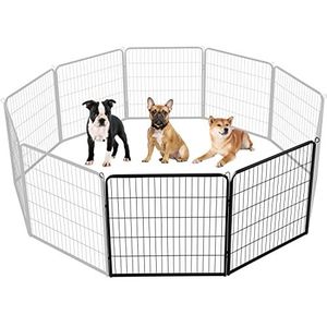 Yaheetech Puppyren voor puppy's, 80 cm hoog, 2-hoekig, vrijloophok voor honden, omheining, accessoires voor woning en tuin