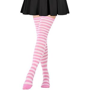 DRESHOW Extra lange dijkousen Lange laarskousen Gestreepte overkniekousen voor dames Katoenen beenwarmers